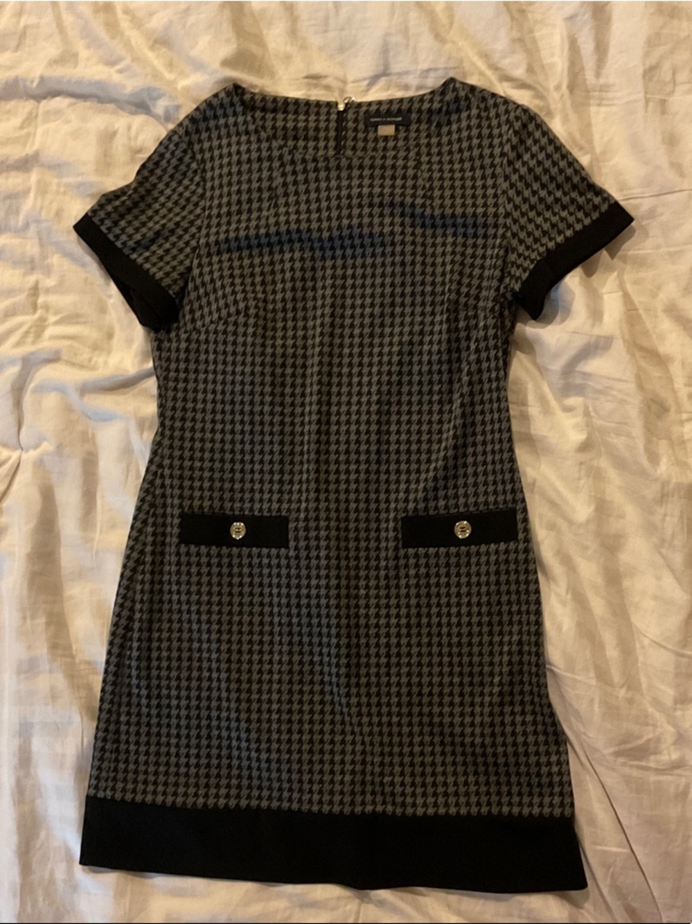 Tommy Hilfiger Black & Gray Houndstooth Mini Dress